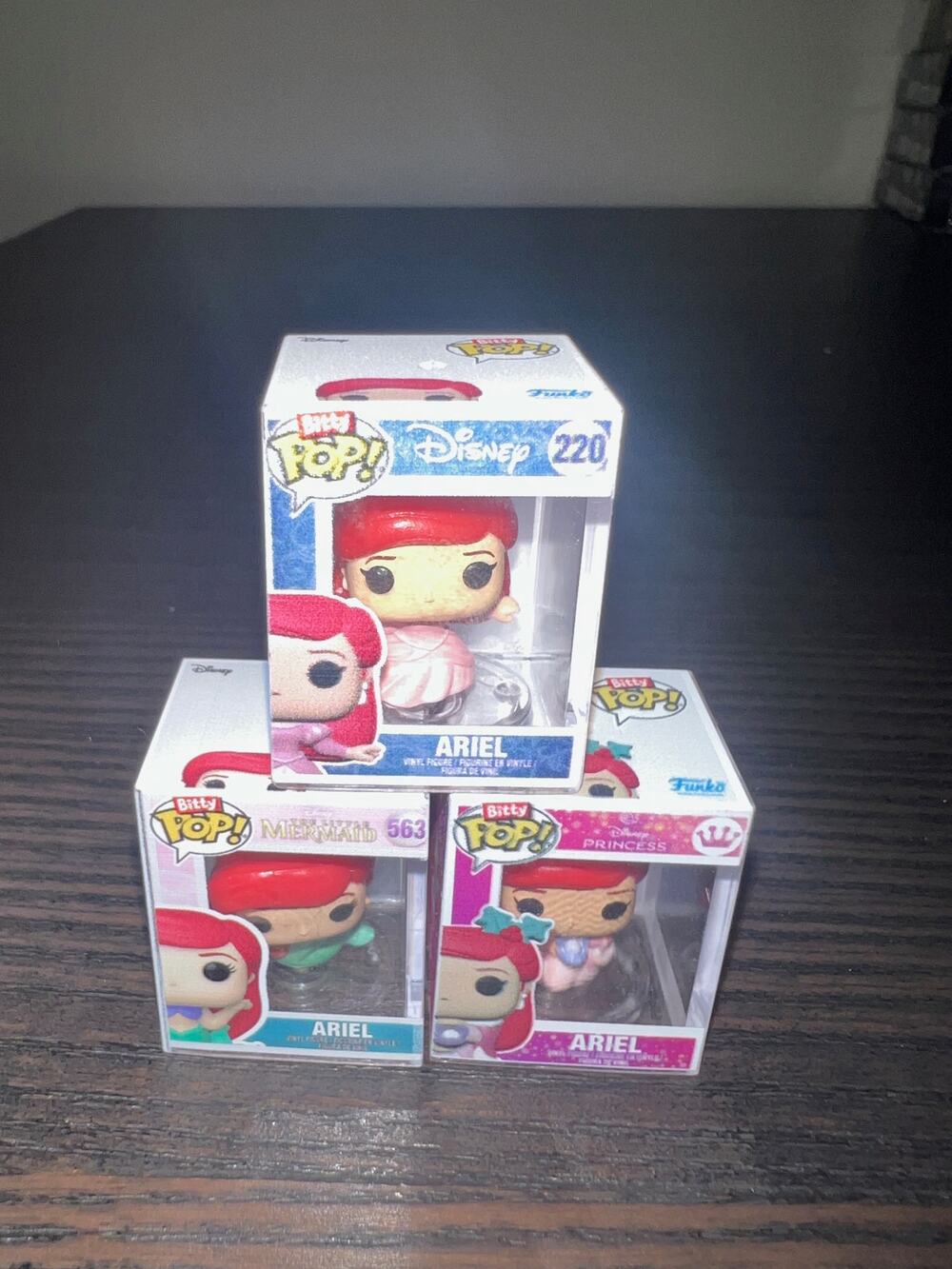 3 BITTY Ariel Little Mermaid 1" Funko Pops Holidays Disney Princess Christmas